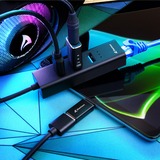 Sharkoon Hub in alluminio USB 3.2 Gen 1 a 3 porte + Ethernet, Docking station Nero