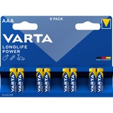 VARTA 1x8 High Energy AAA LR 03 Batteria monouso Mini Stilo AAA Alcalino Batteria monouso, Mini Stilo AAA, Alcalino, 1,5 V, 8 pz, Blu