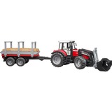 bruder Trattore Massey Ferguson 7480 Con Rimorchio Trasporto Tronchi Modellino di trattore, 3 anno/i, Plastica, Nero, Rosso, Argento