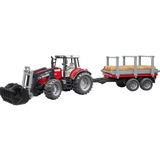 bruder Trattore Massey Ferguson 7480 Con Rimorchio Trasporto Tronchi Modellino di trattore, 3 anno/i, Plastica, Nero, Rosso, Argento