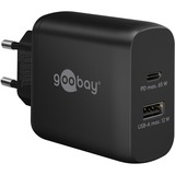goobay Caricatore rapido duale USB-C, PD, GaN, 65 watt, Caricabatterie Nero