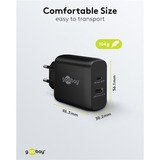 goobay Caricatore rapido duale USB-C, PD, GaN, 65 watt, Caricabatterie Nero
