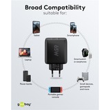 goobay Caricatore rapido duale USB-C, PD, GaN, 65 watt, Caricabatterie Nero