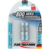 Ansmann 800 mAh - Micro / AAA / HR03 Mini Stilo AAA Nichel-Metallo Idruro (NiMH), Batteria argento, Mini Stilo AAA, Nichel-Metallo Idruro (NiMH), 1,2 V, 800 mAh, 10.5 x 44.5