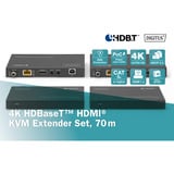Digitus Set extender HDMI KVM 4K HDBaseT, Estensione HDMI Nero
