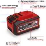 EINHELL Batteria Power-X-Change Plus Multi-Ah 18 Volt 5,0 a 8,0 Ah rosso/Nero