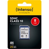 Intenso 3411460 memoria flash 8 GB SDHC Classe 10 8 GB, SDHC, Classe 10, 25 MB/s, Resistente agli urti, A prova di temperatura, A prova di raggi X, Nero