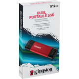 Kingston Dual Portable 512 GB, Disco a stato solido rosso/Nero