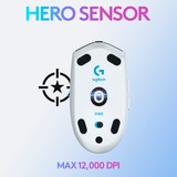 Logitech G305 mouse Mano destra RF senza fili + Bluetooth Ottico 12000 DPI, Mouse da gioco bianco, Mano destra, Ottico, RF senza fili + Bluetooth, 12000 DPI, 400 fps, Bianco