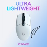 Logitech G305 mouse Mano destra RF senza fili + Bluetooth Ottico 12000 DPI, Mouse da gioco bianco, Mano destra, Ottico, RF senza fili + Bluetooth, 12000 DPI, 400 fps, Bianco