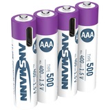 Ansmann Batteria Li-Ion Micro AAA tipo 500 (min. 400 mAh), confezione da 4 bianco/Viola