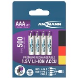 Ansmann Batteria Li-Ion Micro AAA tipo 500 (min. 400 mAh), confezione da 4 bianco/Viola