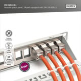 Digitus Pannello patch modulare, 24 porte, equipaggiato con 24x DN-93615, Patch Panel grigio