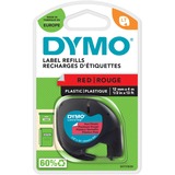Dymo Etichette LT IN Plastica, Nastro di scrittura Nero su rosso, Poliestere, Belgio, DYMO, LetraTag 100T, LetraTag 100H, 1,2 cm