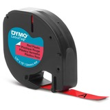 Dymo Etichette LT IN Plastica, Nastro di scrittura Nero su rosso, Poliestere, Belgio, DYMO, LetraTag 100T, LetraTag 100H, 1,2 cm