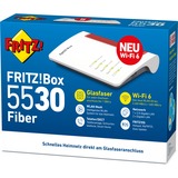 FRITZ! FRITZ!Box 5530, Router in fibra ottica Box 5530, Wi-Fi 6 (802.11ax), Dual-band (2.4 GHz/5 GHz), Collegamento ethernet LAN, Bianco, Router da tavolo