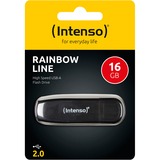 Intenso Rainbow Line unità flash USB 16 GB USB tipo A 2.0 Nero Nero, 16 GB, USB tipo A, 2.0, 28 MB/s, Cuffia, Nero