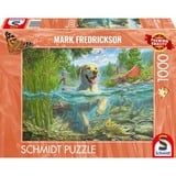 Schmidt Spiele Mark Fredrickson: Amore per i cani - Labrador giallo a caccia di pesci, Puzzle 