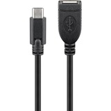 goobay 55470 cavo USB 0,2 m USB 2.0 USB C USB A Nero, Cavo di prolunga Nero, 0,2 m, USB C, USB A, USB 2.0, 480 Mbit/s, Nero