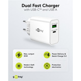 goobay Caricatore rapido duale USB-C PD GaN 30 W, wh, Caricabatterie bianco