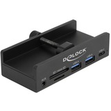 DeLOCK Hub USB esterno 5 Gbps a 3 porte 2 x USB Tipo-A, 1 x USB Tipo-C™ e lettore di schede a 2 slot con vite di bloccaggio Nero