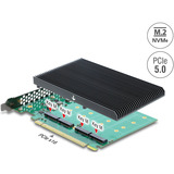 DeLOCK Scheda PCIe 5.0 x16 > 4x M.2 NVMe interni + dissipatore, Scheda di interfaccia 