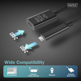 Digitus Cavo di prolunga attivo USB 3.2 Gen 2, connettore USB-C > presa USB-C Nero