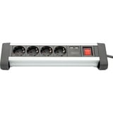 Digitus DA-70614 prolunghe e multiple 1,5 m 4 presa(e) AC Interno Nero, Argento, Ciabatta argento/Nero, 1,5 m, 4 presa(e) AC, Interno, Tipo E/F, Tipo F, Nero, Argento