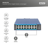 Digitus Rete Ethernet Gigabit 16 porte, Interruttore blu