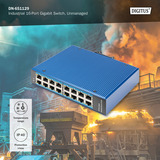Digitus Rete Ethernet Gigabit 16 porte, Interruttore blu