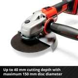 EINHELL Smerigliatrice angolare a batteria professionale AXXIO 18/150, 18 Volt rosso/Nero