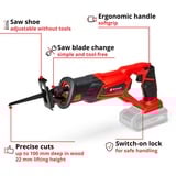 EINHELL TE-AP 18 Li Nero, Rosso, Scambiarsi sega rosso/Nero, Nero, Rosso, 2,2 cm, 10 cm, 6 mm, Batteria, 80 mm