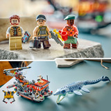 LEGO Jurassic World Attacco del Mosasauro alla barca, Giochi di costruzione Giocattolo con Nave, Dinosauro e Elicottero, Regalo 7+, Set da costruzione, 7 anno/i, Plastica, 703 pz, 1,07 kg