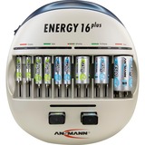 Ansmann Energy 16+ Carica batterie 9v, Stilo AA, Mini Stilo AAA, C, D