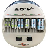 Ansmann Energy 16+ Carica batterie, Caricabatterie 9v, Stilo AA, Mini Stilo AAA, C, D