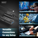 Digitus Cavo di prolunga USB 3.2 Gen 1 attivo, connettore USB-C > presa USB-A Nero