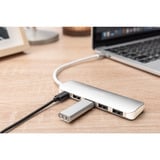 Digitus Hub USB Type-C™ a 4 porte (USB 3.0) + PD argento