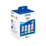 Epson 104 EcoTank Multipack flaconi 4 colori (BK/C/M/Y), Inchiostro Originale, Nero, Ciano, Magenta, Giallo, Epson, EcoTank ET-2715 EcoTank ET-2714 EcoTank ET-2712 EcoTank ET-2711 EcoTank ET-2710 Unlimited EcoTank..., 65 ml, 65 ml