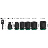 Bosch Set di bussole a impatto PRO 1/2", 7 pezzi, chiave combinata   Nero