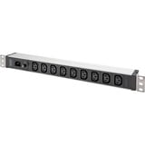 Digitus Multipresa 19" con profilo in alluminio, 9 prese C13, 1U, Ciabatta Nero/alluminio