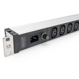 Digitus Multipresa 19" con profilo in alluminio, 9 prese C13, 1U, Ciabatta Nero/alluminio