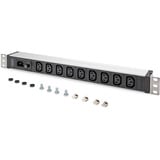 Digitus Multipresa 19" con profilo in alluminio, 9 prese C13, 1U, Ciabatta Nero/alluminio