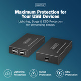 Digitus Set extender USB 2.0 CAT, 480 Mbps, 150 metri, Estensione USB Nero