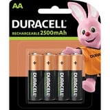 Duracell 4xAA Batteria ricaricabile Stilo AA Batteria ricaricabile, Stilo AA, 4 pz, 2500 mAh, Multicolore