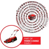 EINHELL RASARRO Tagliaerba a spinta Batteria Nero, Rosso rosso/Nero, Tagliaerba a spinta, 450 m², 38 cm, 2,5 cm, 7,5 cm, 45 L