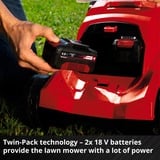 EINHELL RASARRO Tagliaerba a spinta Batteria Nero, Rosso rosso/Nero, Tagliaerba a spinta, 450 m², 38 cm, 2,5 cm, 7,5 cm, 45 L