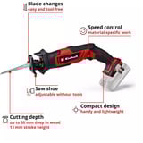 EINHELL TE-AP 18/13 Li - Solo, 4326315, Scambiarsi sega rosso/Nero