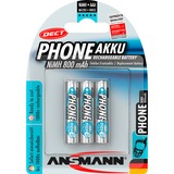 Ansmann 800 mAh DECT Mini Stilo AAA Nichel-Metallo Idruro (NiMH) argento, Mini Stilo AAA, Nichel-Metallo Idruro (NiMH), 1,2 V, 800 mAh, 10,5 x 10,5 x 44,5 mm