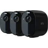 Arlo Videocamera Essential con faretto integrato x3 Nero, Telecamera di sicurezza IP, Interno, Wireless, Amazon Alexa & Google Assistant, Soffitto/muro, Nero
