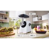 Bosch Serie 4 Tritacarne , MultiPower, 1900 W, Bianco bianco, MultiPower, 1900 W, Bianco, 1300 W, Bianco, 1 m, Acciaio inox, 1900 W, 500 W